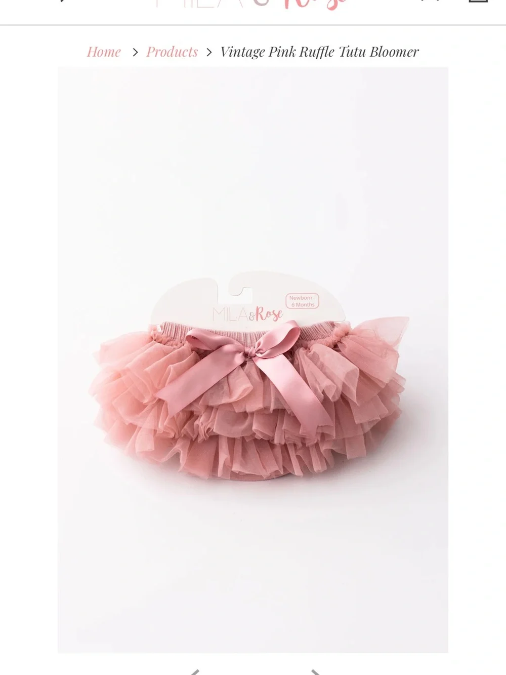 MILA & ROSE Blush Pink Ruffle Tutu Bloomer Size Small 6 months